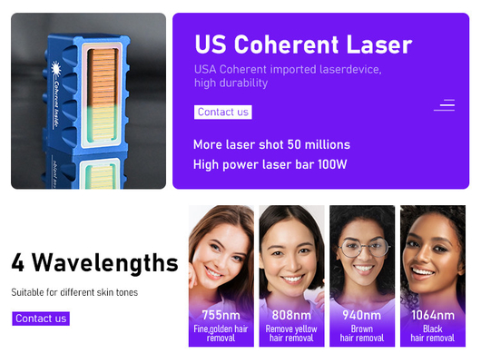 Schönheitsgeräte Fosyderm Laser-Haarentfernung Maschine 3 Wellen 12 Stäbe