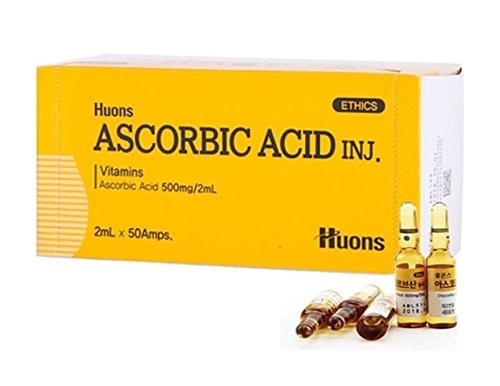 Hyaluronsäure und Vitamin C kombiniert in Huons Ascorbinsäure-Bleichbehandlung für glänzende Haut